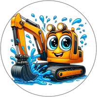 Opłatek na tort Koparka Spych Ładowacz Maszyna Budowlana Ostrówek