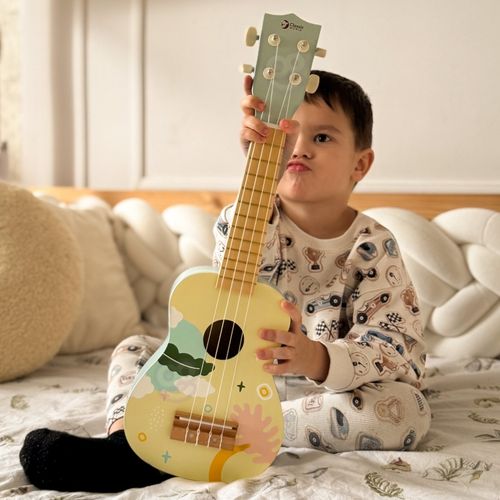 DLA DZIECI  DREWNIANE UKULELE  GITARA  NIEBIESKA na Arena.pl