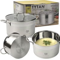 GARNEK Z SZKLANĄ POKRYWKĄ TYTAN 7,6L STAL NIERDZEWNA 18/10 INDUKCJA GAZ