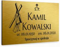 nadruk uv TABLICZKA NAGROBNA nagrobkowa 30x20 dibond aluminiowa złota
