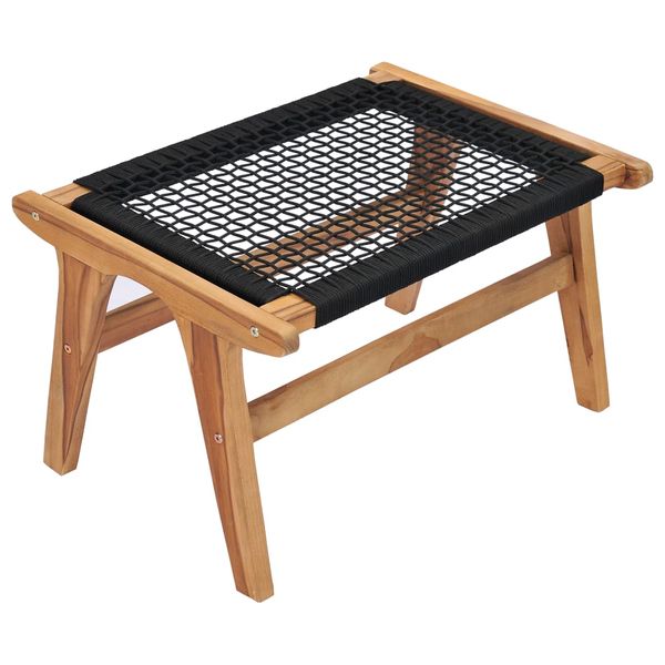 Krzesło z podnóżkiem, lite drewno tekowe i sznurek zdjęcie 11