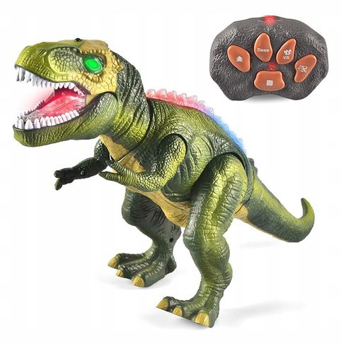 DINOZAUR T-REX INTERAKTYWNY ZDALNIE STEROWANY RC CHODZI RYCZY ŚWIECI PILOT na Arena.pl