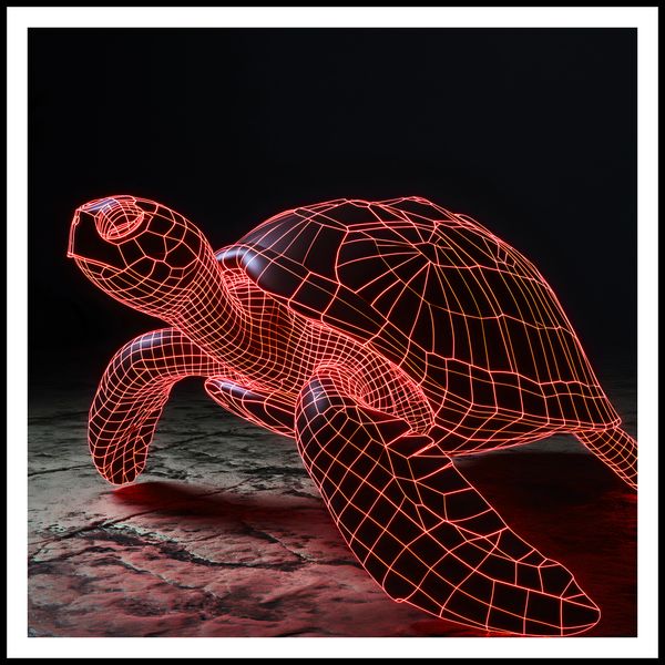 Plakat 90x90cm Neonowy Żółw zdjęcie 3