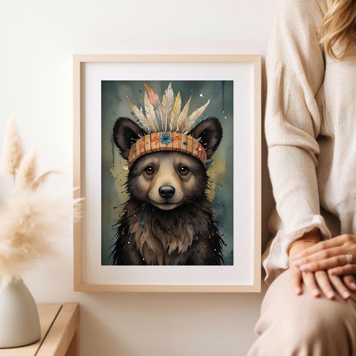 Plakat dla dziecka miś Indianin 40x50 cm na Arena.pl