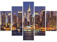 105CM 150CM OBRAZ 5 ELEM MANHATTAN AT NIGHT DRUK