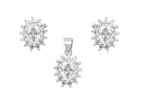 Delikatny rodowany srebrny komplet markizy białe cyrkonie srebro 925 Z1102K_W