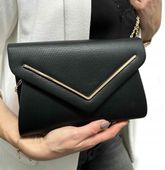 CZARNA torebka kopertówka wizytowa wesele komunia ślub NA ŁAŃCUSZKU