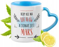 Dla Maksa Kubek Błękitny Z Uszkiem W Kształcie Serca Na Prezent Z Nadrukiem