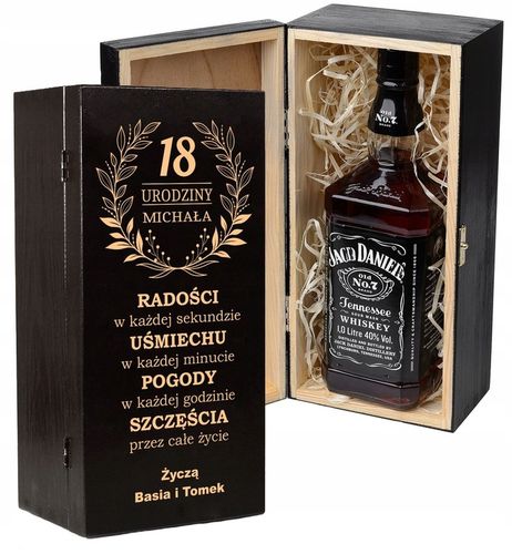 SKRZYNKA NA WHISKY JACK DANIELS PREZENT URODZINY 18 20 25 30 35 40 45 na Arena.pl