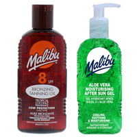 Malibu Olejek Do Opalania SPF8 200ml + Aloe Żel Po Opalaniu 200ml
