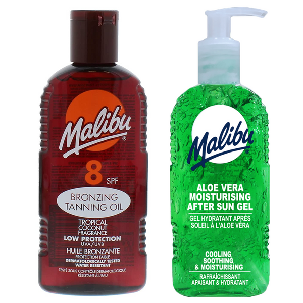 Malibu Olejek Do Opalania SPF8 200ml + Aloe Żel Po Opalaniu 200ml zdjęcie 1