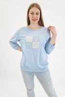 Niebieska Bluza Damska z Aplikacją L/XL