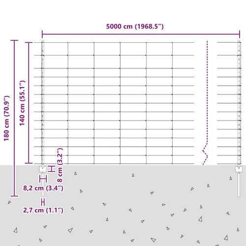 Ogrodzenie z słupkami Srebrny 1.4 x 50 m Stal na Arena.pl