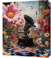 Obraz 50x60cm Gramofon w Kwiatach