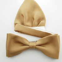 Beżowo Miodowa stare złoto klasyczna mucha jednolita z poszetką