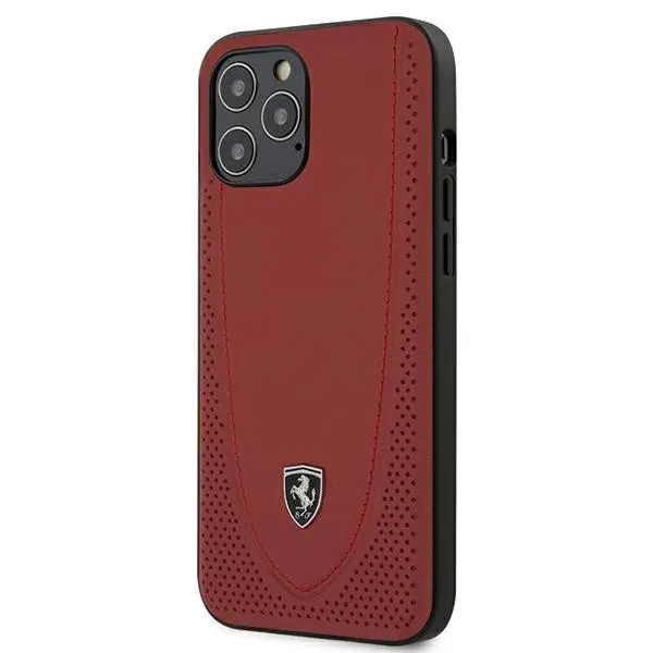 Etui Ferrari Off Track Perforated na iPhone 12 Pro Max - czerwone zdjęcie 1