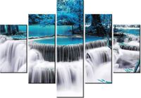 70 100CM OBRAZ 5 ELEM WODOSPAD DONG PEE SUA BLUE DRUK PŁÓTNO