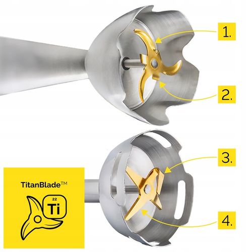 Blender ręczny wielofunkcyjny 8w1 Yoer +Tytanowe ostrza 1500W +14 na Arena.pl