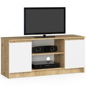 Szafka rtv, półki, NOVA, 120x40x55 cm, dąb artisan, biel, mat | TYLETEGOTU