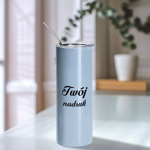 Metalowy kubek termiczny 600 ml spękane szkło błękitny - z Twoim nadrukiem na Arena.pl