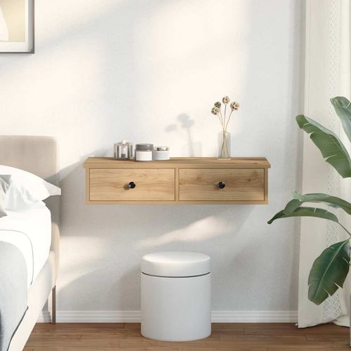 Półka ścienna z szufladami, dąb artisian, 80x31x17 cm na Arena.pl