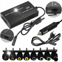 ZASILACZ UNIWERSALNY ŁADOWARKA DO LAPTOPA 100W 12-24V + SAMOCHODOWA DO AUTA