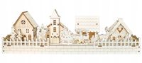 Wioska drewniana z oświetleniem LED 12x40 cm