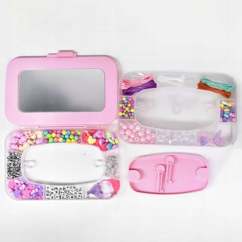 ZESTAW DO TWORZENIA BIŻUTERII BRANSOLETEK KORALIKI KUFEREK Z LUSTERKIEM na Arena.pl
