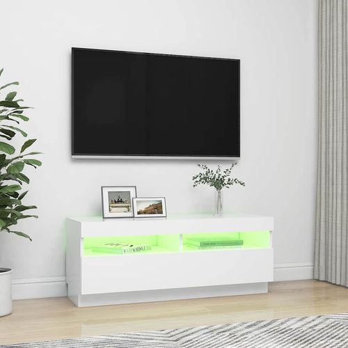 Szafka pod TV z oświetleniem LED, biała, 100x35x40 cm na Arena.pl