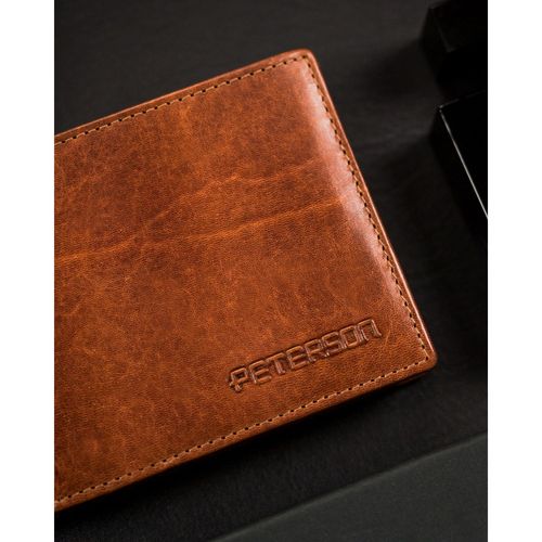 skórzany portfel męski w kolorze brązowym z systemem rfid - peterson na Arena.pl