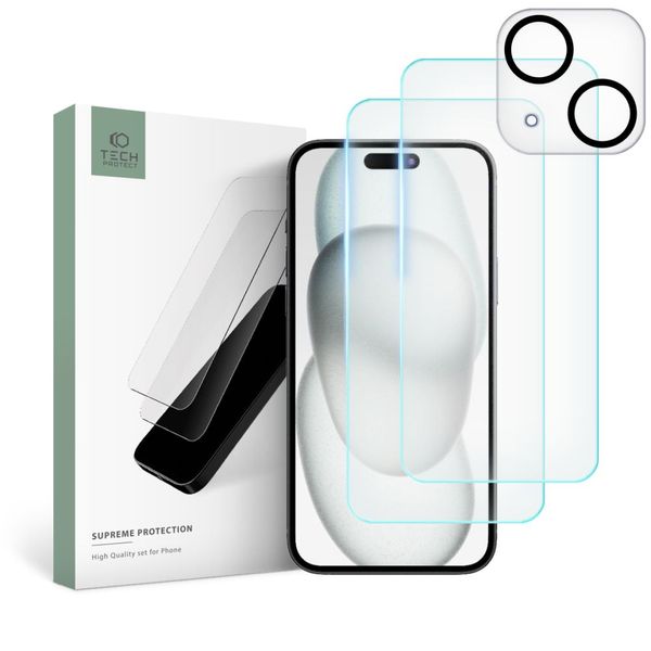 SZKŁO HARTOWANE TECH-PROTECT SUPREME SET IPHONE 15 CLEAR zdjęcie 1