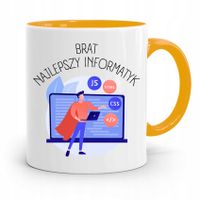 Kubek Żółty Dla Brata Dziecka Najlepszy Informatyk Z Nadrukiem Ze Zdjęciem