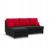 NAROŻNIK KEMI CZARNY CZERWONY Rogówka KANAPA Rozkładana BONELL