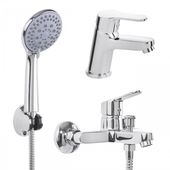 Zestaw baterii łazienkowych: umywalkowa, wannowo-prysznicowa chrom
