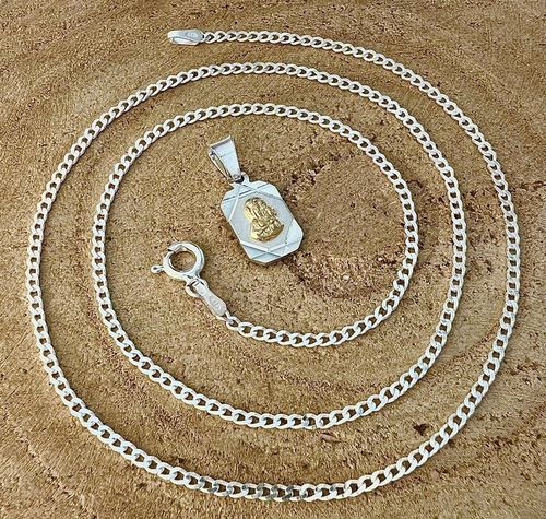 Srebrny medalik Matka Boska 925 + łańcuszek 45 cm komunia / chrzest prezent na Arena.pl