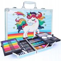 ZESTAW ARTYSTYCZNY PLASTYCZNY DO MALOWANIA KREDKI WALIZKA NIEBIESKI 144 EL