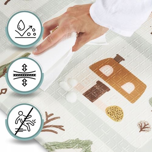 Dwustronna Mata Piankowa Składana 180x120 Urocze Miasteczko/Piaskowy Beż na Arena.pl