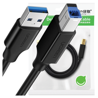 kabel usb 3.0 a-b ugreen us210 do drukarki, 2m (czarny)