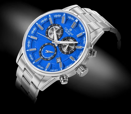zegarek męski giewont chronograph sapphire srebrno niebieski gw4580-b3 na Arena.pl