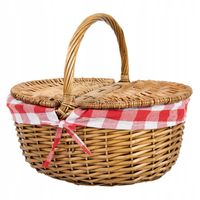 KOSZ NA PIKNIK KOSZYK PIKNIKOWY WIKLINOWY DUŻY MOCNY CZERWONY Z RĄCZKĄ
