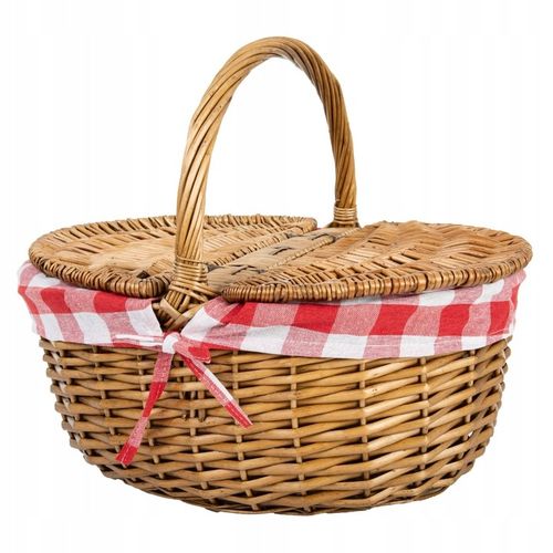 KOSZ NA PIKNIK KOSZYK PIKNIKOWY WIKLINOWY DUŻY MOCNY CZERWONY Z RĄCZKĄ na Arena.pl