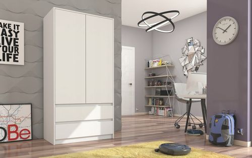 Szafa garderoba 90cm 2d 2szuflady biała B-9 na Arena.pl