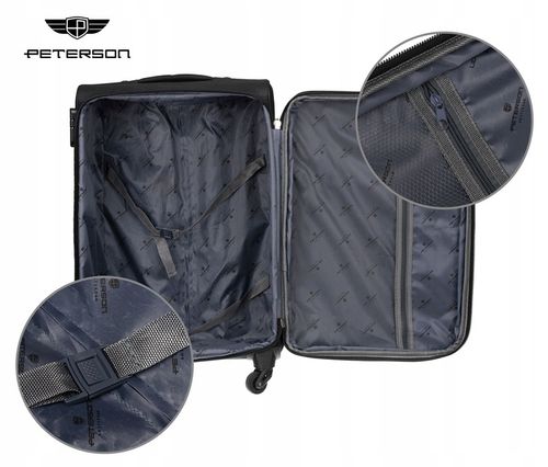 Walizka podróżna na kółkach miękka z kieszeniami średnia pojemna PETERSON na Arena.pl