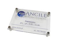 tabliczka szyld z plexi firmowa informacyjna z nadrukiem UV format A4