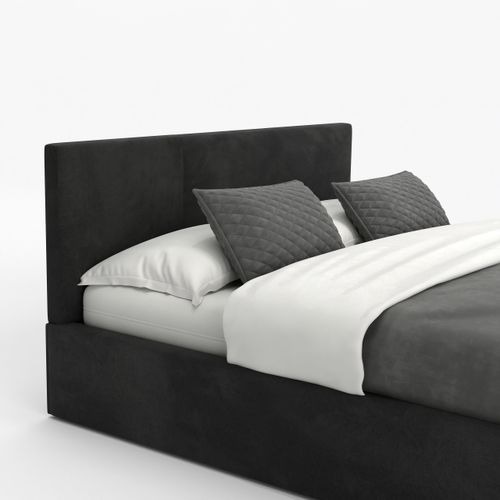 ŁÓŻKO TAPICEROWANE DO SYPIALNI 140x200 ŁÓŻKO PODWÓJNE Z POJEMNIKIEM CZARNE na Arena.pl