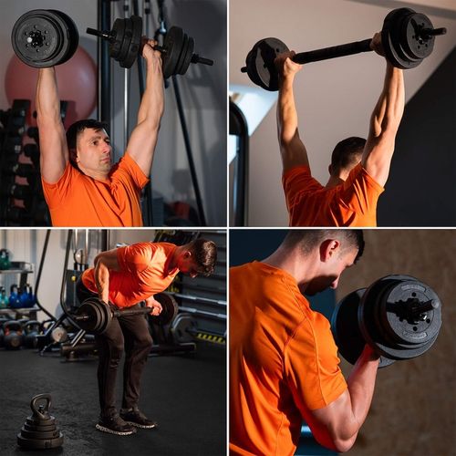 Hantle regulowane bitumiczne zestaw hantli ćwiczeń 2x10kg gryf+ kettle 20kg na Arena.pl