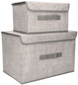 Organizery tekstylne Szare 38x25x23cm + 26x20x16cm kpl. 2 sztuk z