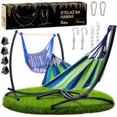 Stelaż na hamak grafitowy 2w1 + hamak + krzesło brazylijskie