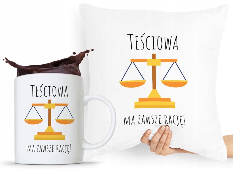 Zestaw Poduszka + Kubek Prezent Dla Teściowej Mamy Z Nadrukiem Ze Zdjęciem zdjęcie 1