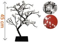 Dekoracyjne LED drzewo z kwiatami - 45 cm, zimna biel